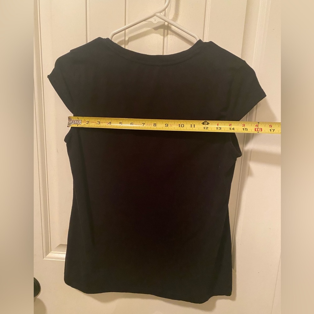 MK. Woman’s Black Shirt with Gold Rhinestones. - Picture 7 of 8